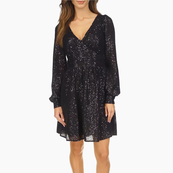 MICHAEL Michael Kors Dresses & Skirts - Michael Michael Kors Black Sequin Mini Dress Long Sleeve size M